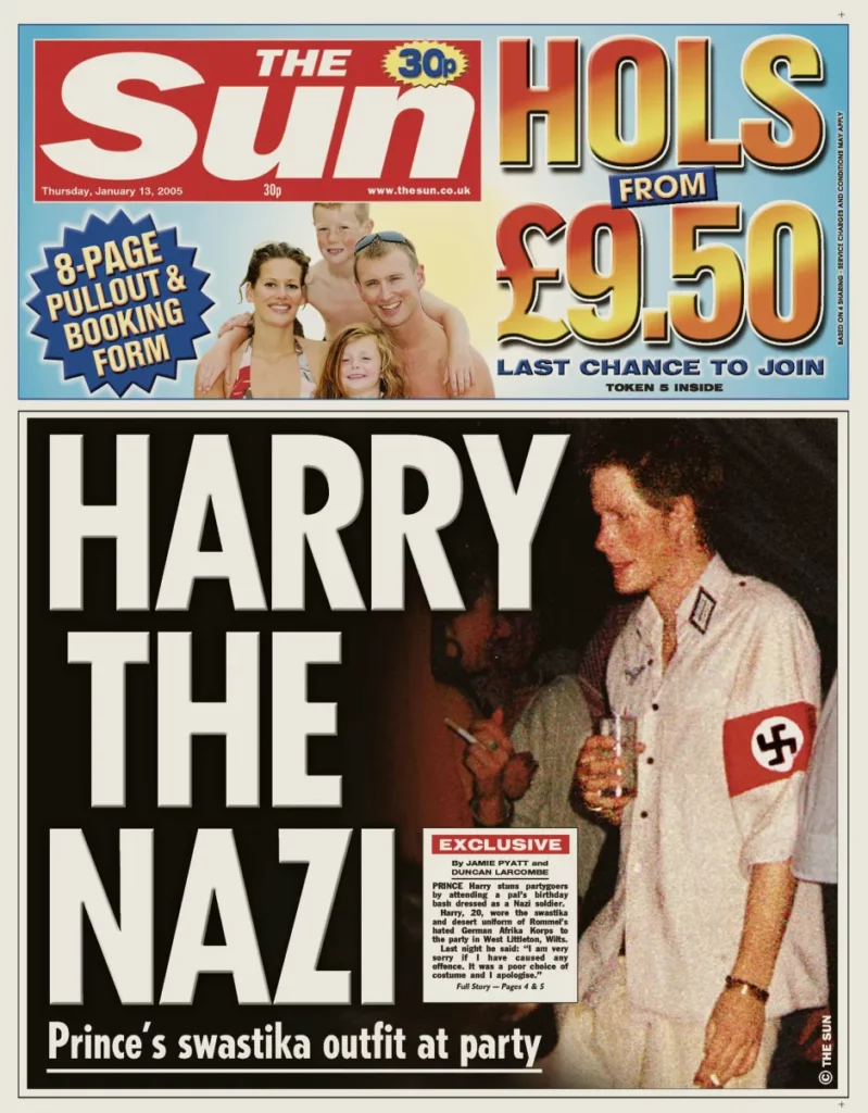 The Sun, вийшла з заголовком «Гаррі – нацист»