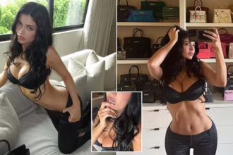 Кайлі Дженнер у чорній білизні демонструє фігуру