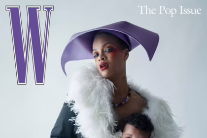 Співачка Ріанна у бузковому капелюшку Dior для журналу W